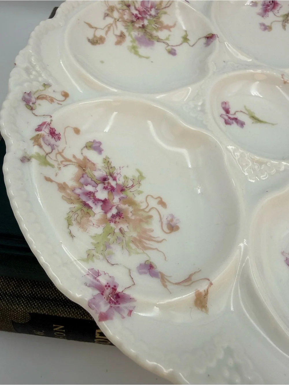 Antique Theodore Haviland Limoges France Oyster Plate Pink Floral 8.5”